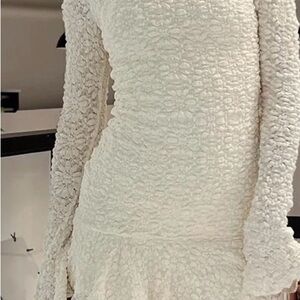 Princess Polly White Long Sleeve Textured Dress